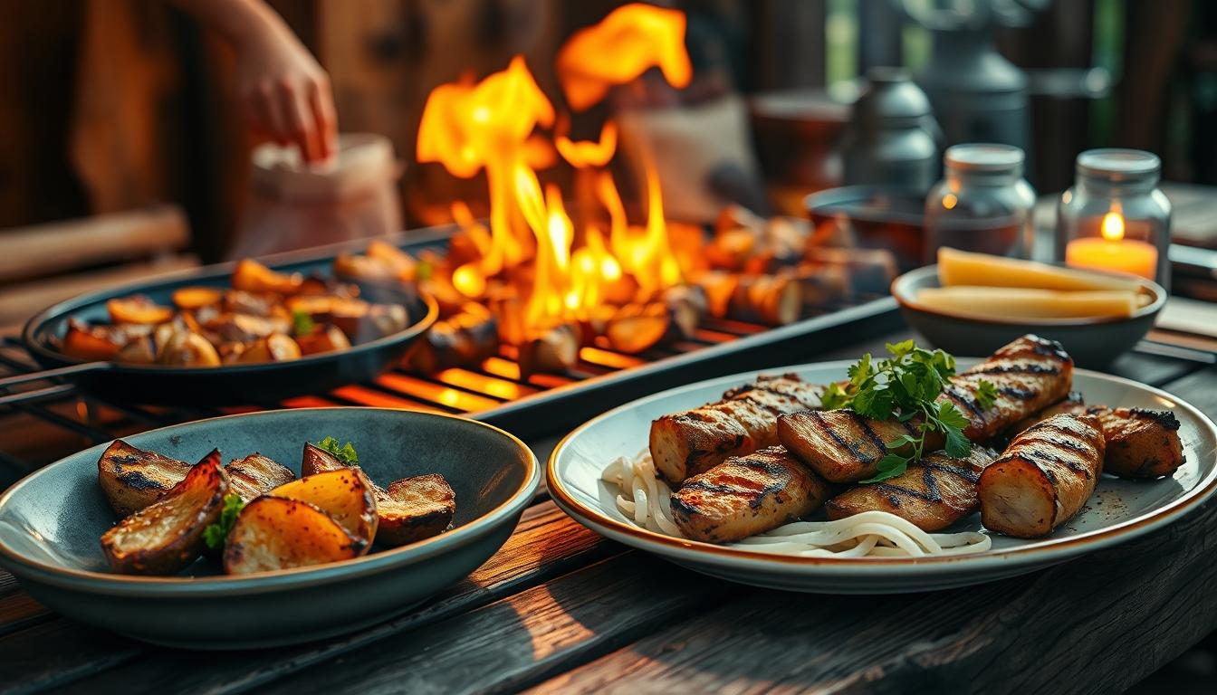 Balanced healthy meal prepared in a home kitchen