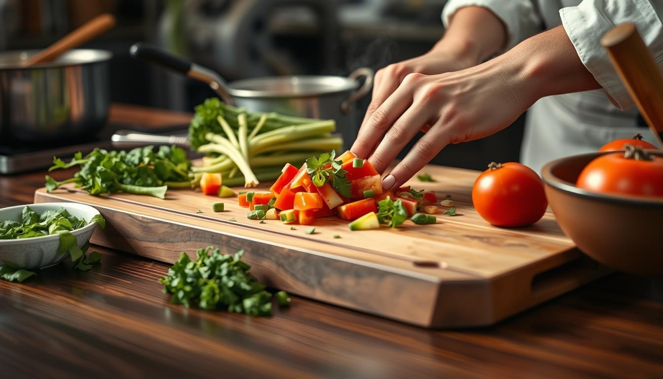 Ingredients prepared for a simple home dinner